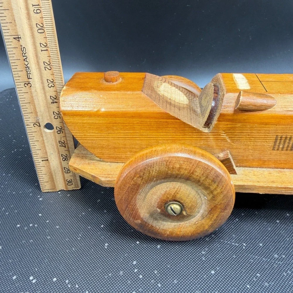 Line Nine Design England‎ Vintage Wooden Race Car Handcrafted Toy Decor 10 Inch
